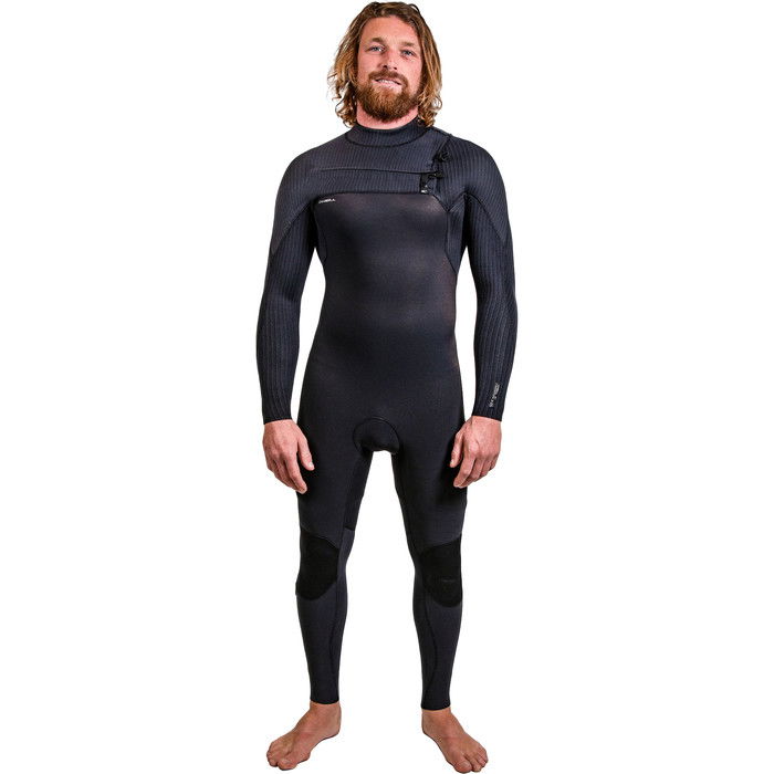 2024 O'Neill Hombres HyperFreak+ 4/3mm Chest Zip Neopreno 5344 - Black